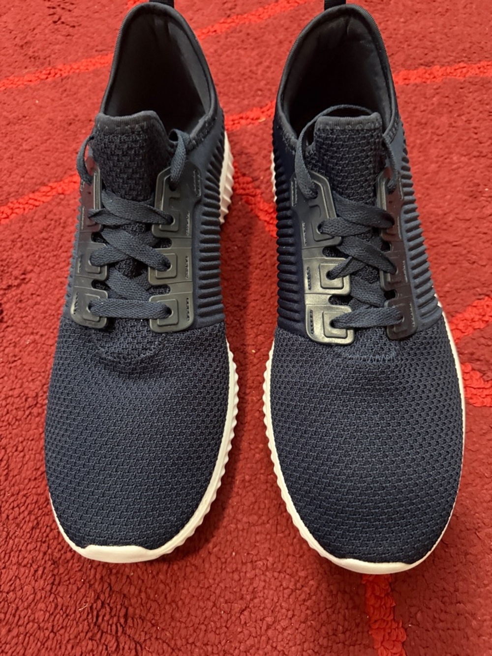 Men's Navy Knit Slip-On Sneakers with White Sole